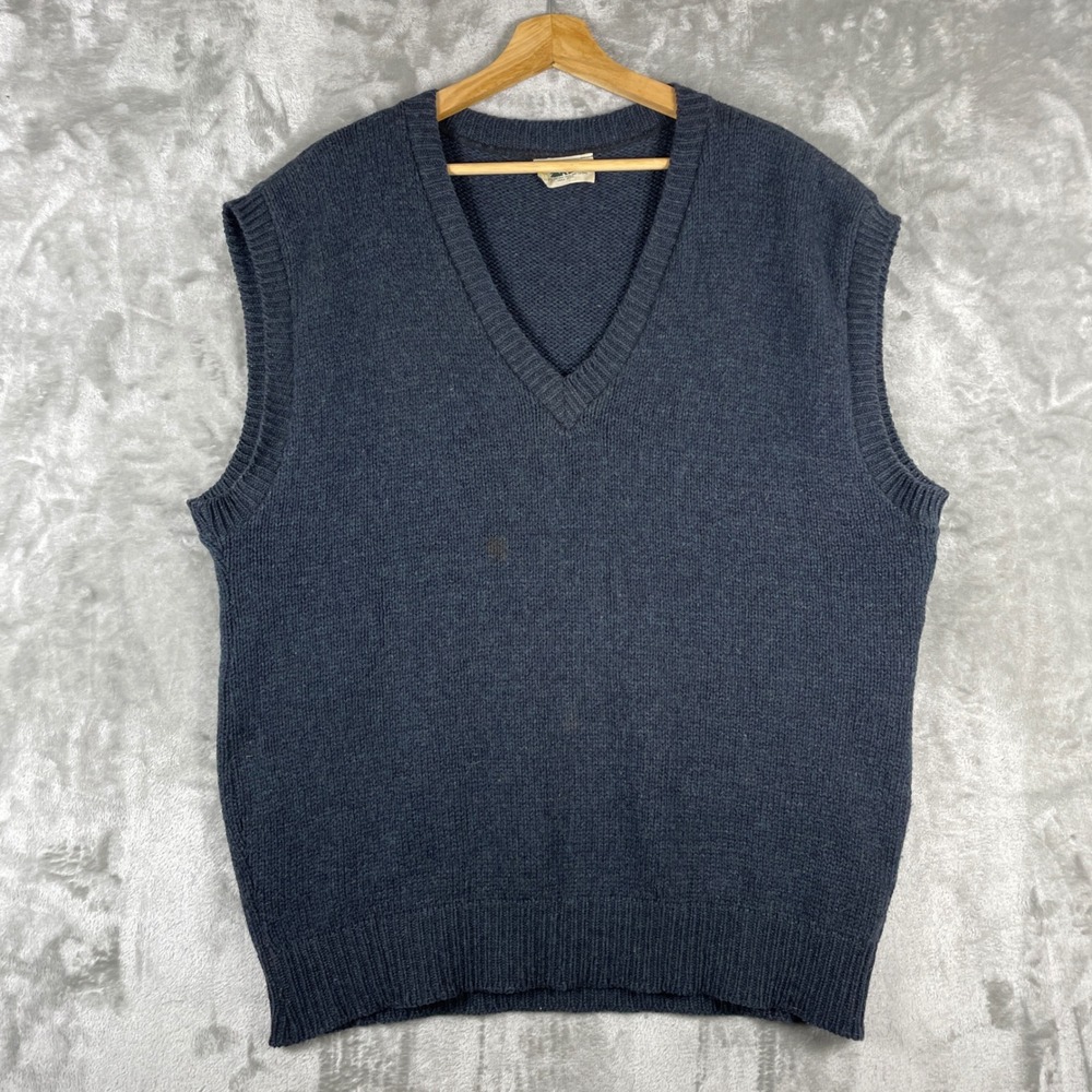 REI Sweater Vest Mens XL Wool USA Made 70s 80s V-neck Knit Outdoor Vintage
